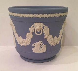 Wedgwood Jasperware Pale Blue Cache Pot Planter 5” Classic