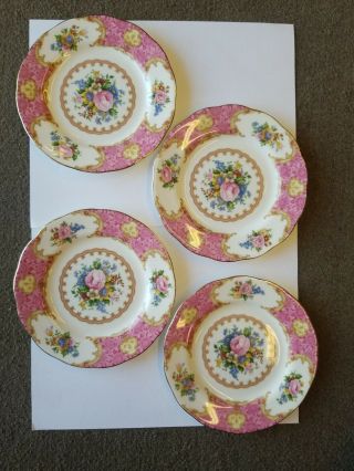 4 Royal Albert Lady Carlyle Porcelain Bread Plates 6 3/8 "