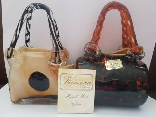 Hand Made Vincenza Glass Art Vase Collectable Bags With Leaflet