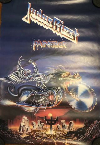Vintage 1990 Judas Priest Double Sided,  Painkiller Promo Poster (rob Halford)