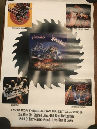Vintage 1990 Judas Priest Double Sided,  Painkiller Promo Poster (Rob Halford) 2