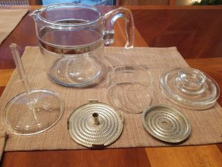 Vintage Pyrex Glass Percolator Coffee Pot 4 - 6 Cup Complete Set 6 - Great Cond.