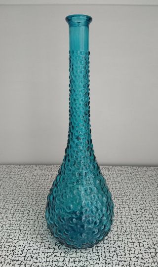 60s 70s Retro Vintage Turquoise Blue Glass Decanter Genie Bottle Mcm Italy