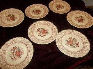 7 Masons Ironstone Paynsley Pink Bread & Butter Plates 6 " Made In England