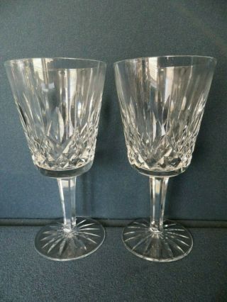 A Two (2) Vintage Waterford Crystal Lismore Water Goblets 6 - 7/8 " Euc