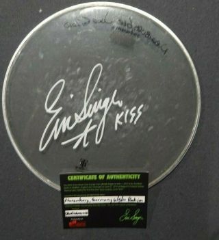 Kiss Eric Singer Signed Nuremberg Germany Drumhead 12 Inch Autograph