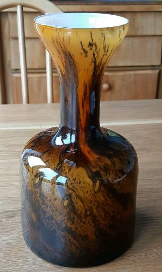 Vintage Italian Murano Cased Tortoiseshell Splatter Art Glass Vase