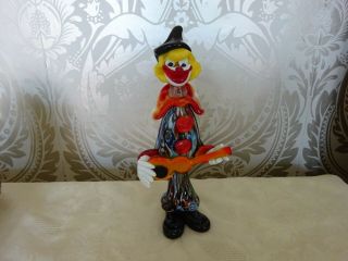 Vintage Retro Murano Glass Clown With Guitar Figurine Ornament 24cm Tall