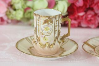 Elegant Limoges Hand Decorated Chocolate Cup With Gilt