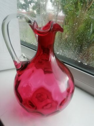Antique Cranberry Glass Victorian Decanter Jug