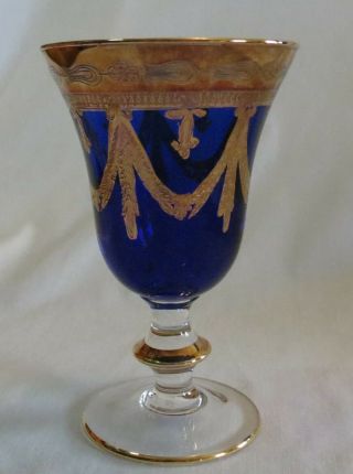 Arte Italica Medici Cobalt Encrusted Crystal 5 ¾” Wine Goblet (s)