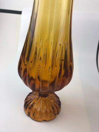 Vintage Viking Footed Amber Gold Glass Stretch Swung Vase 19” 2