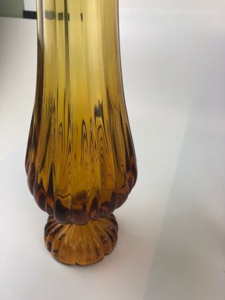 Vintage Viking Footed Amber Gold Glass Stretch Swung Vase 19” 6