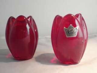 2 Vintage Swedish Glass Candle Holders Handblown Kosta Boda Tulip