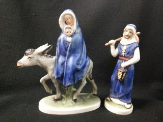 Goebel Figurines,  Mary And Jesus On Donkey With Joseph