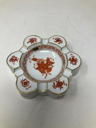 Herend Hungary Chinese Bouquet Rust Large Ashtray 7700