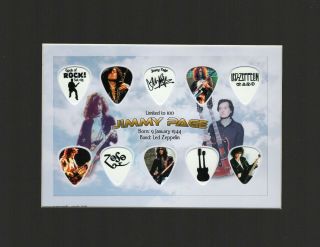 Led Zeppelin Matted Picture Guitar Pick Set Limited Jimmy Page Gods Of Rock