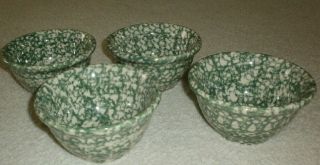 Set Of 4 Workshops Of Gerald Henn Green Spongeware 6 " Serving Bowls -