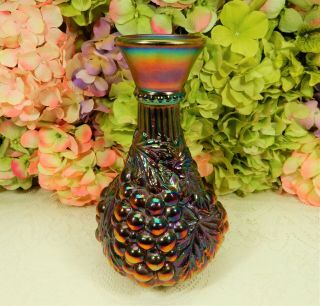 Imperial Carnival Glass Carafe Vase Iridescent Purple Grape