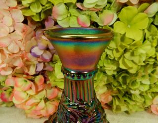 Imperial Carnival Glass Carafe Vase Iridescent Purple Grape 2