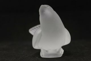 Vintage LALIQUE Frosted Crystal Sparrow Bird Paperweight,  Head Up 11606 SIGNED 2
