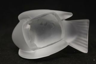 Vintage LALIQUE Frosted Crystal Sparrow Bird Paperweight,  Head Up 11606 SIGNED 6