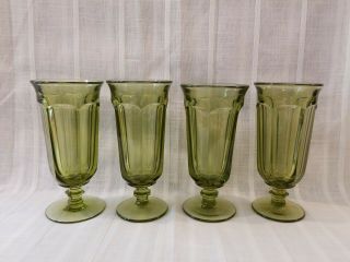 Set Of 4 Imperial Old Williamsburg 7 1/4 " Verde Green Iced Tea Glasses Tumblers