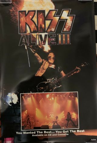 Rare Kiss Alive Iii Promo Poster 24 X 36 Featuring Gene Simmons - Hmv