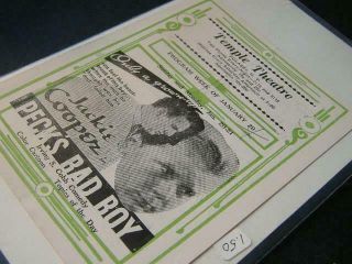1934 Jackie Cooper Pecks Bad Boy,  Movie Handbill Pulaski Ny Temple Theatre