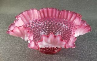 Vintage Fenton Cranberry Opalescent Glass Hobnail 9.  5 