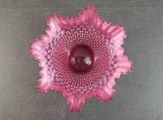 Vintage Fenton Cranberry Opalescent Glass Hobnail 9.  5 