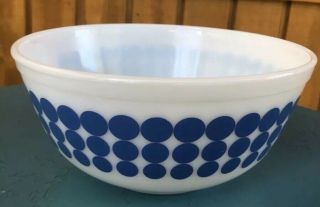 Vintage Pyrex Dots Blue Polka Dot 403 Mixing Bowl Mid Century Glass Dish