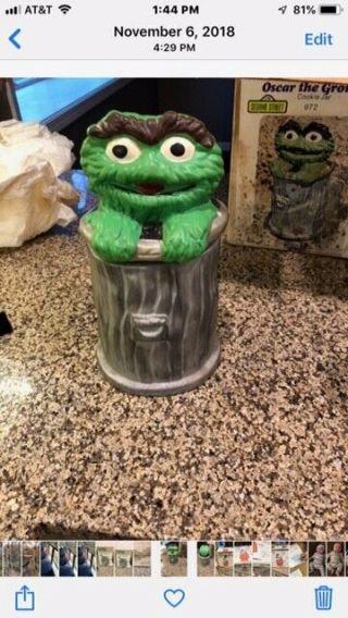 Vintage Ceramic Muppets Sesame Street Oscar The Grouch Cookie Jar 1970