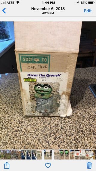 Vintage Ceramic Muppets Sesame Street Oscar The Grouch Cookie Jar 1970 3
