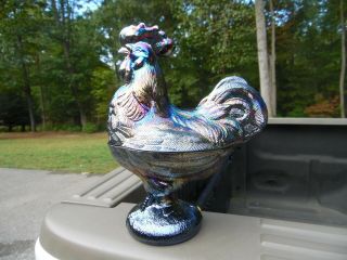 Gorgeous Vintage Fenton Or Other Carnival Glass Rooster On Nest
