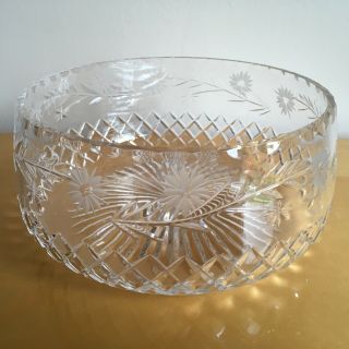 Edinburgh Signed Crystal Argyll Pattern Large Trifle / Fruit Bowl