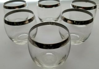 Dorothy Thorpe Style Silver Band Roly Poly Glasses Set Of 6 Vintage Bar Mid Mod