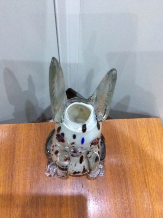 Vintage,  murano Glass Rabbit Vase,  Clear,  white & Coloured Glass 3