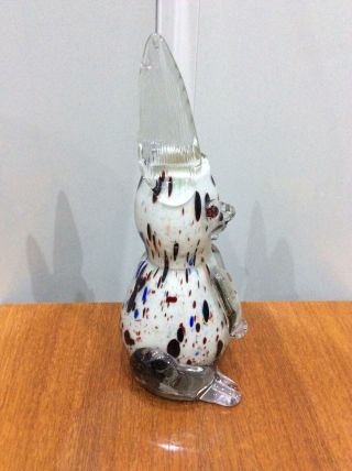 Vintage,  murano Glass Rabbit Vase,  Clear,  white & Coloured Glass 4