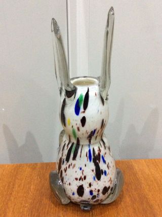 Vintage,  murano Glass Rabbit Vase,  Clear,  white & Coloured Glass 5