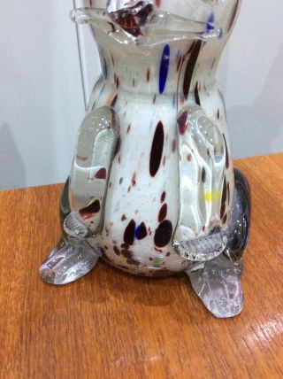 Vintage,  murano Glass Rabbit Vase,  Clear,  white & Coloured Glass 6