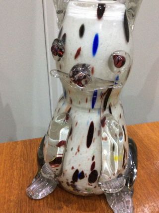 Vintage,  murano Glass Rabbit Vase,  Clear,  white & Coloured Glass 8