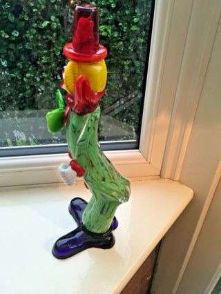 Vintage Italian Murano Glass Clown 14 Inches Tall with Red Hat 2