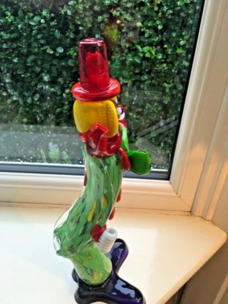 Vintage Italian Murano Glass Clown 14 Inches Tall with Red Hat 3