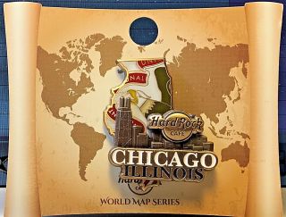 Hard Rock Cafe Chicago Pin Illinois 3d World Map Series 2017 Le 95495