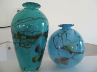 Isle Of Wight Glass Interest William Walker Vases X2