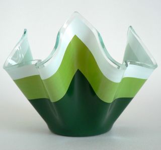 Chance Glass Duet Duo Lime & Green 4” Handkerchief Vase Fiesta Funky Retro Bowl