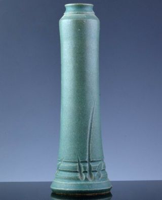 Vintage Nichibei California Studio Art Pottery Green Glazed Vase