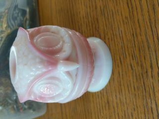 Vtg Fenton Pink/lavender Rosalene Glass Owl Fairy Lamp Candleholder 2 Piece