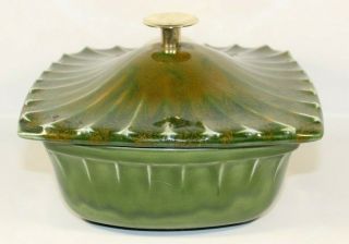 Vintage Mid Century Ceramic Green Compote With Lid Cal Usa 703 2721 Pottery Euc